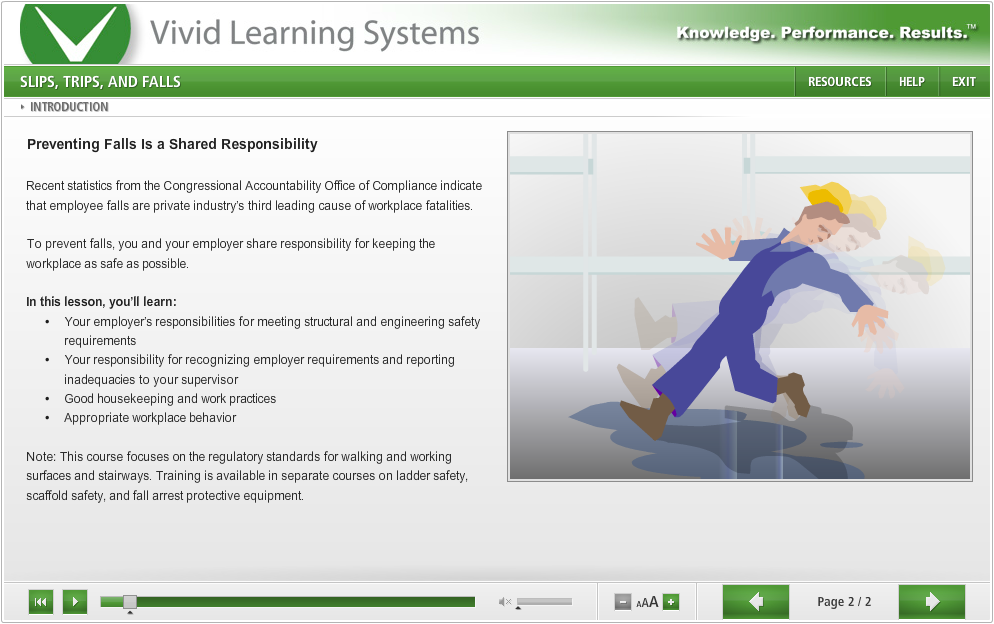 OSHA Slips, Trips, and Falls Training Course by Vivid Learning